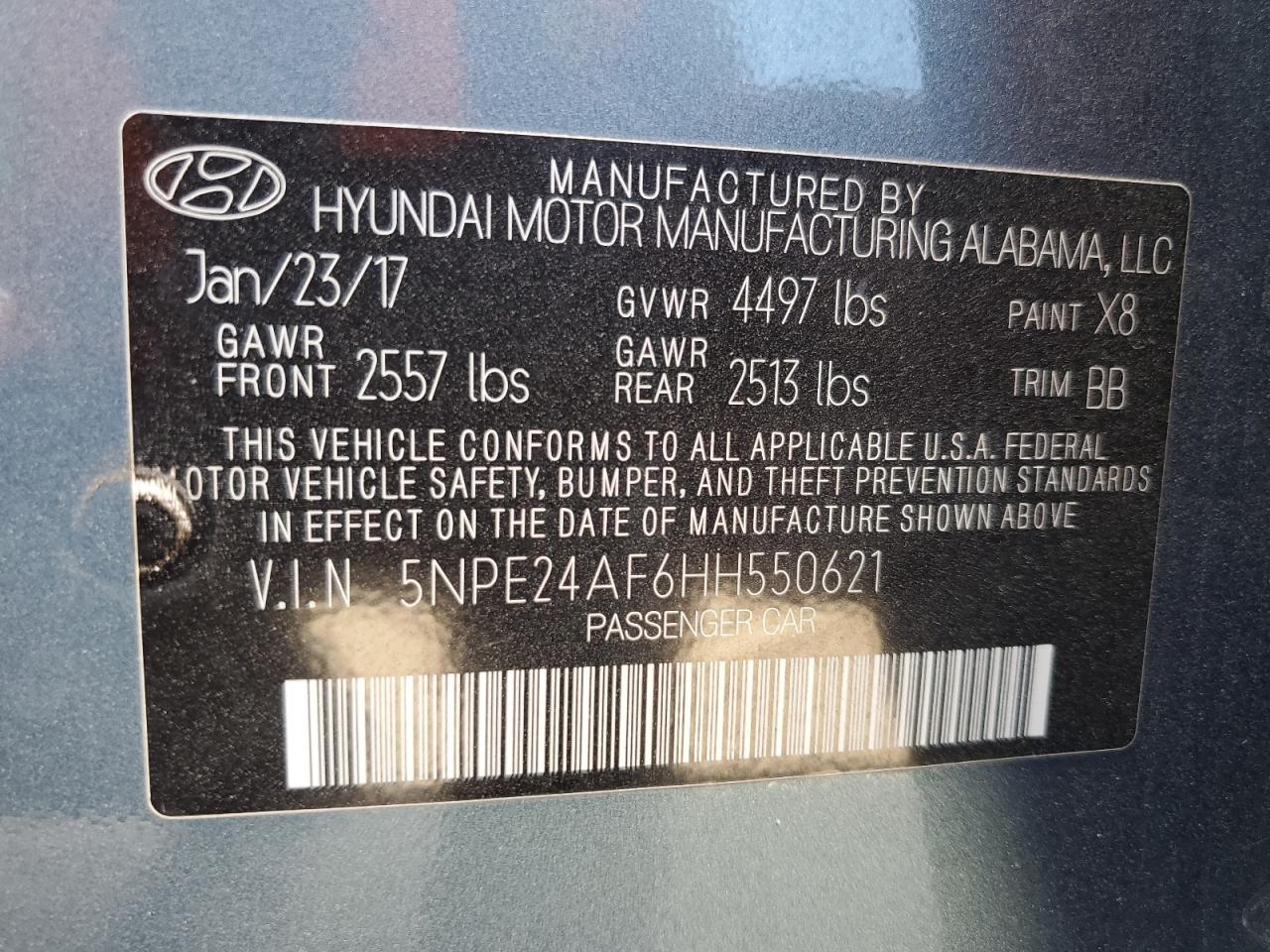 5NPE24AF6HH550621 2017 Hyundai Sonata Se