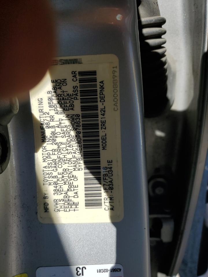 5YFBU4EE8DP078630 2013 Toyota Corolla Base