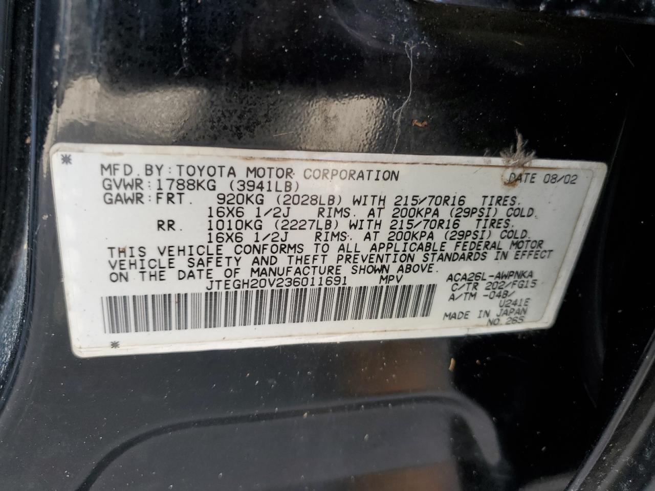 JTEGH20V236011691 2003 Toyota Rav4