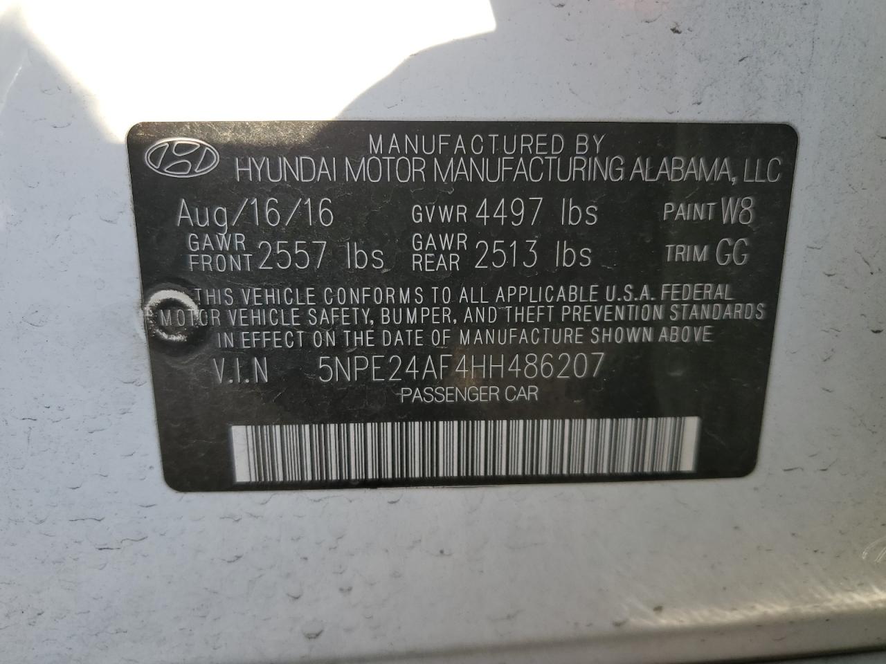 5NPE24AF4HH486207 2017 Hyundai Sonata Se