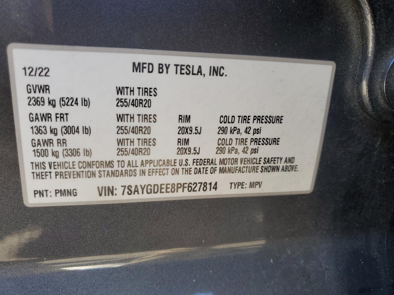 7SAYGDEE8PF627814 2023 Tesla Model Y