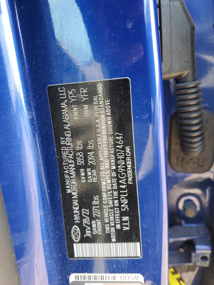 2022 Hyundai Elantra Se VIN: 5NPLL4AG9NH074647 Lot: 78299724