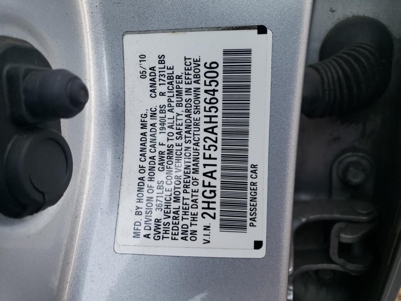 2HGFA1F52AH564506 2010 Honda Civic Lx