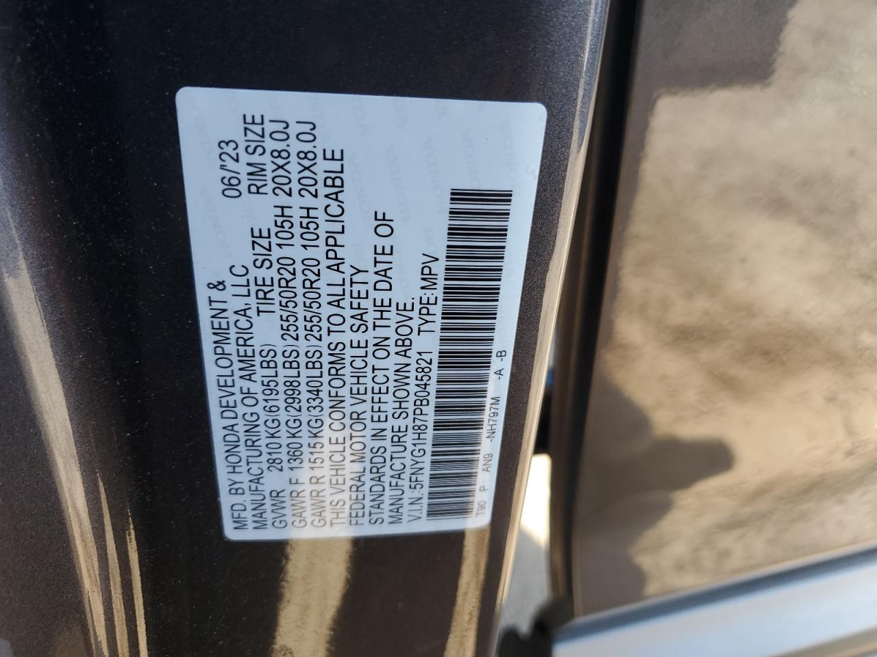 5FNYG1H87PB045821 2023 Honda Pilot Elite