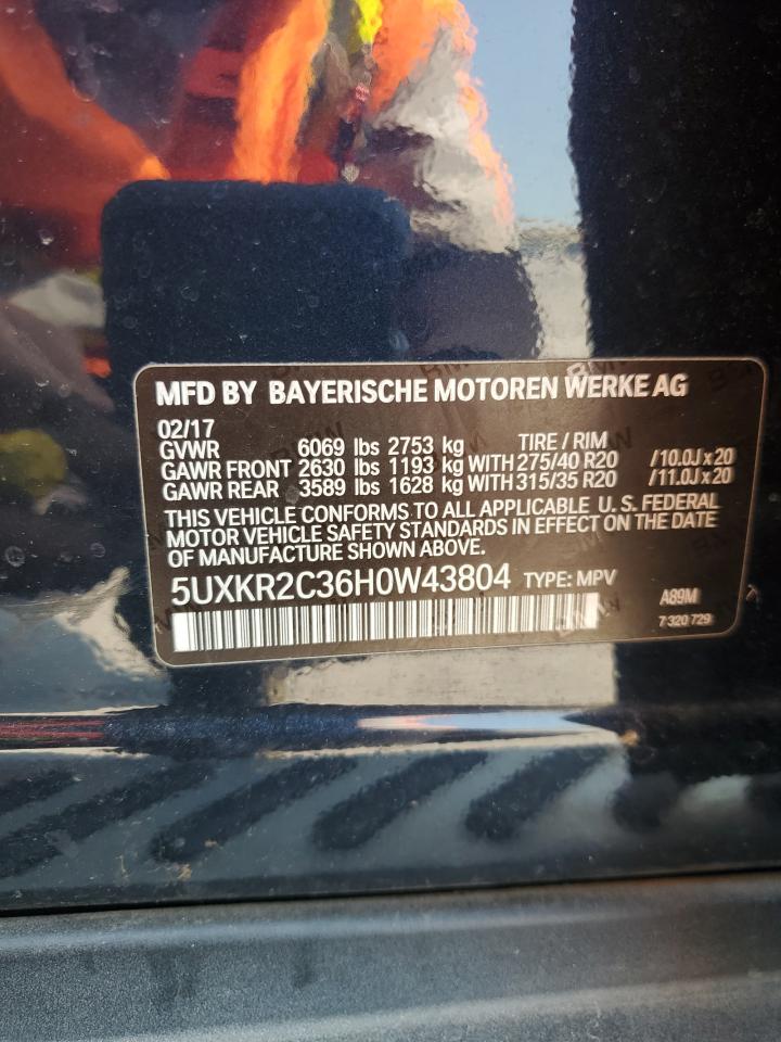 5UXKR2C36H0W43804 2017 BMW X5 Sdrive35I