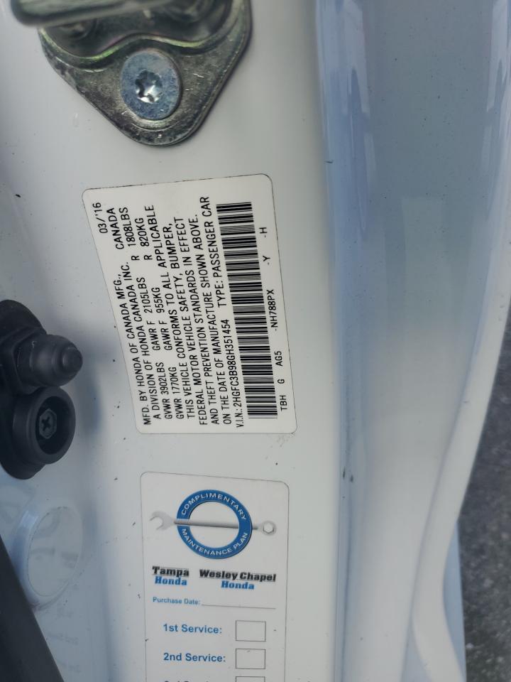 2HGFC3B98GH351454 2016 Honda Civic Touring 2HGFC3B98GH351454 2016 Honda Civic Touring