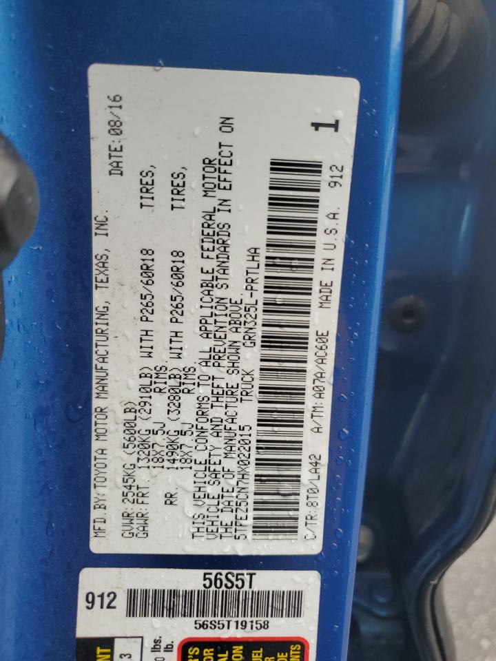 2017 Toyota Tacoma Double Cab VIN: 5TFEZ5CN7HX022015 Lot: 74722284