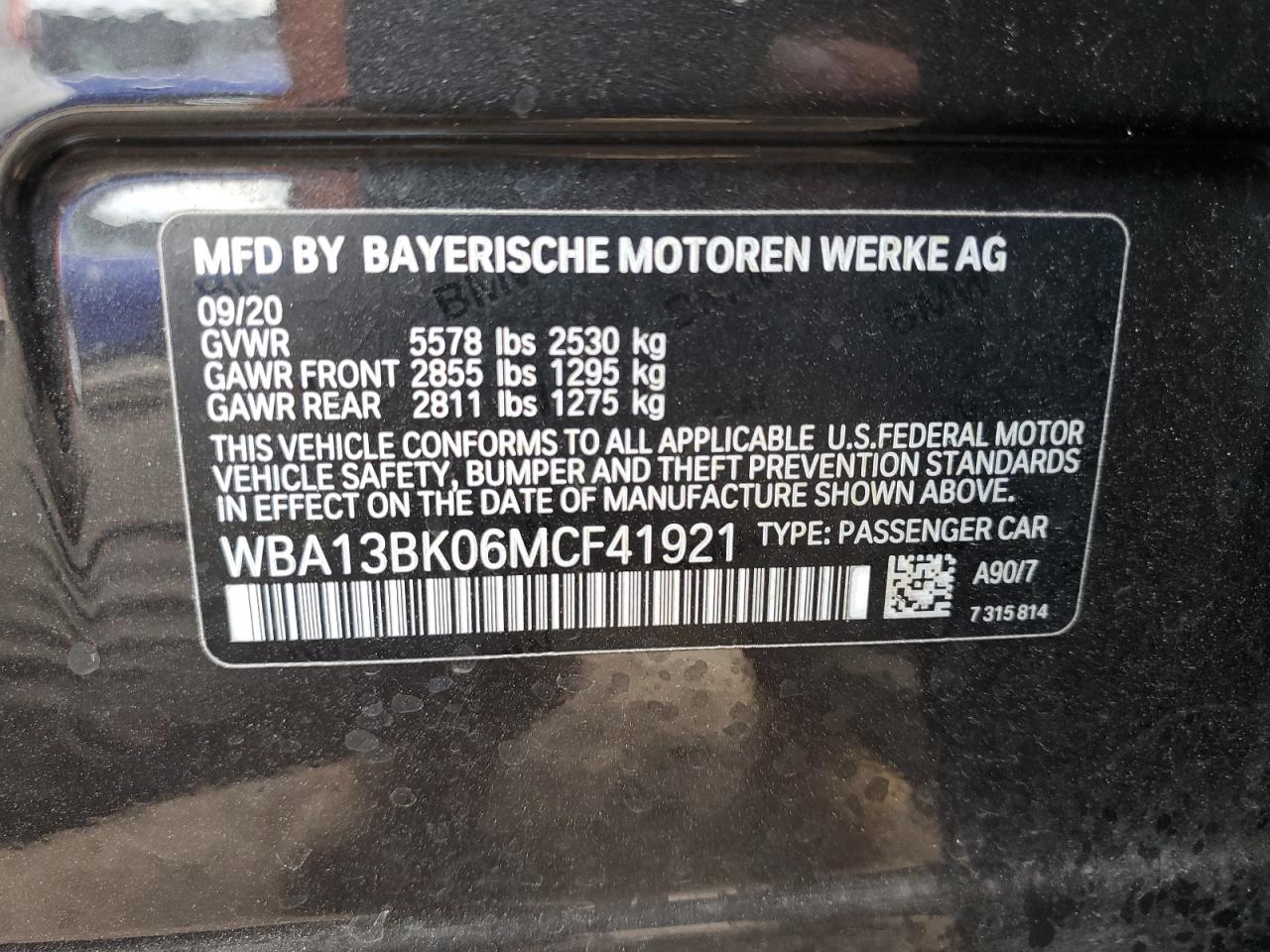 2021 BMW M550Xi VIN: WBA13BK06MCF41921 Lot: 73514844