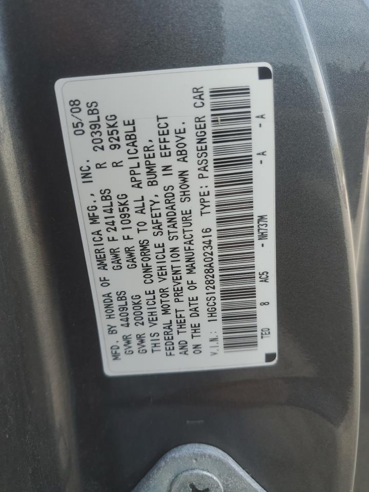 1HGCS12828A023416 2008 Honda Accord Exl