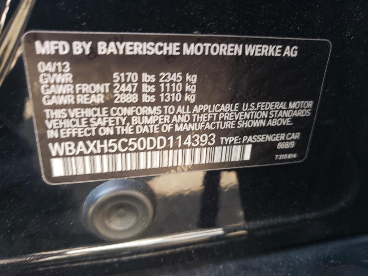 WBAXH5C50DD114393 2013 BMW 528 Xi