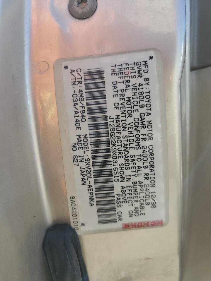 JT2BG22K9X0316515 1999 Toyota Camry Le