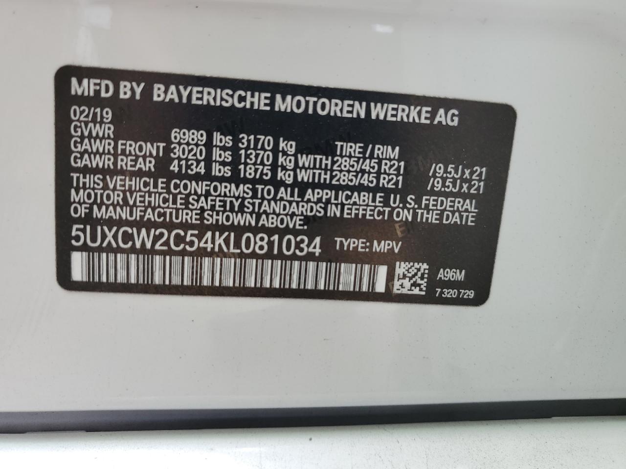 5UXCW2C54KL081034 2019 BMW X7 xDrive40I