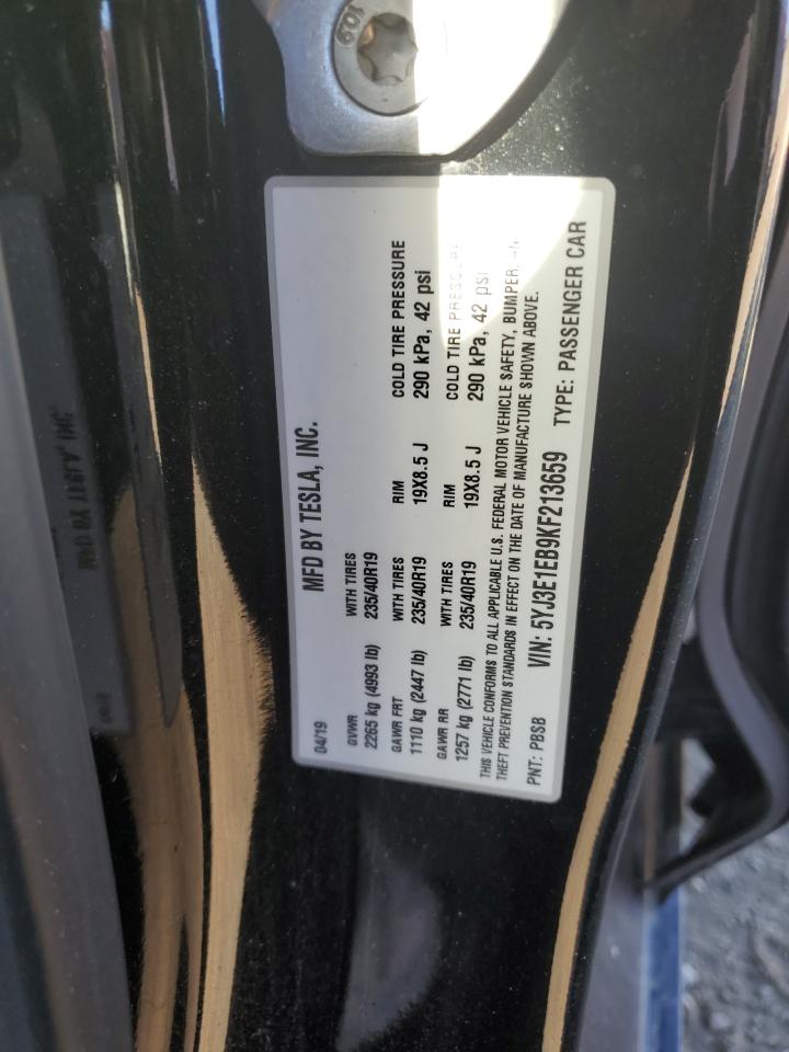 5YJ3E1EB9KF213659 2019 Tesla Model 3