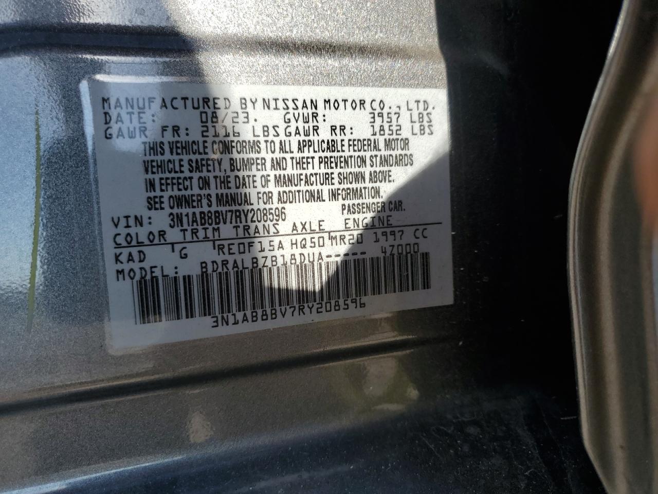 3N1AB8BV7RY208596 2024 Nissan Sentra S