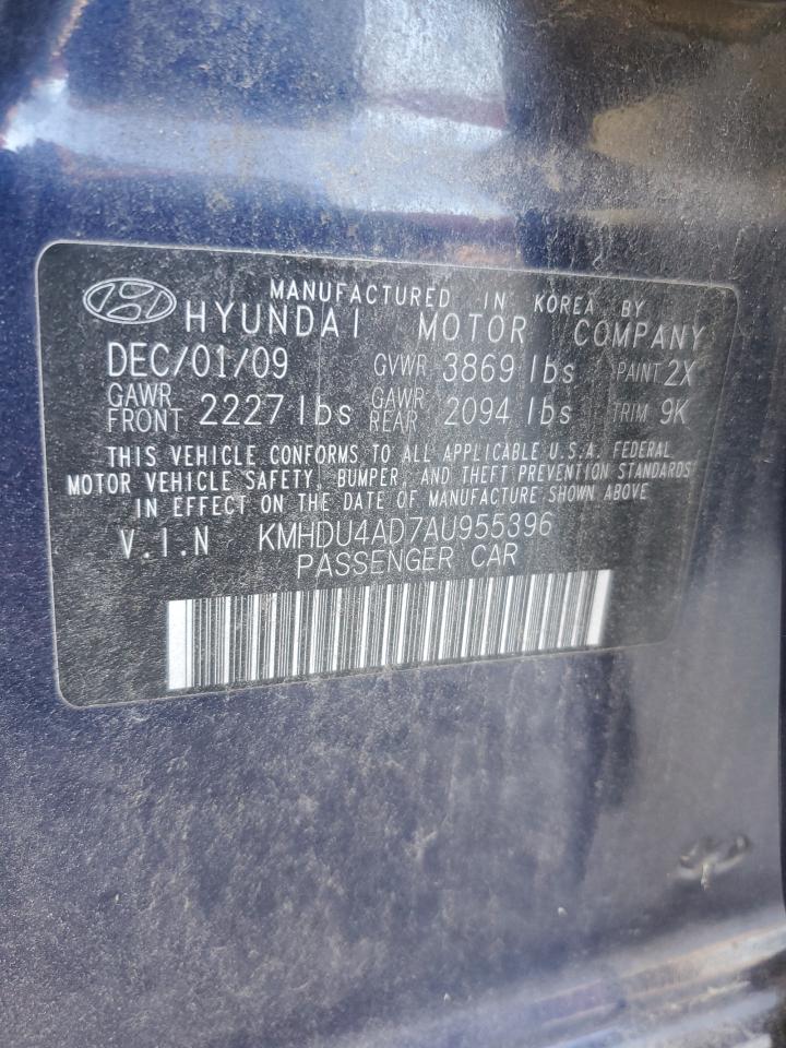 2010 Hyundai Elantra Blue VIN: KMHDU4AD7AU955396 Lot: 76964044