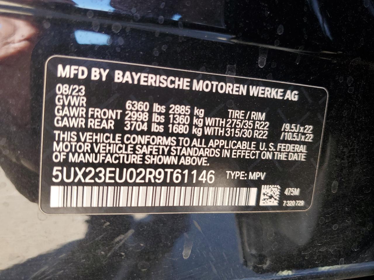 5UX23EU02R9T61146 2024 BMW X5 xDrive40I