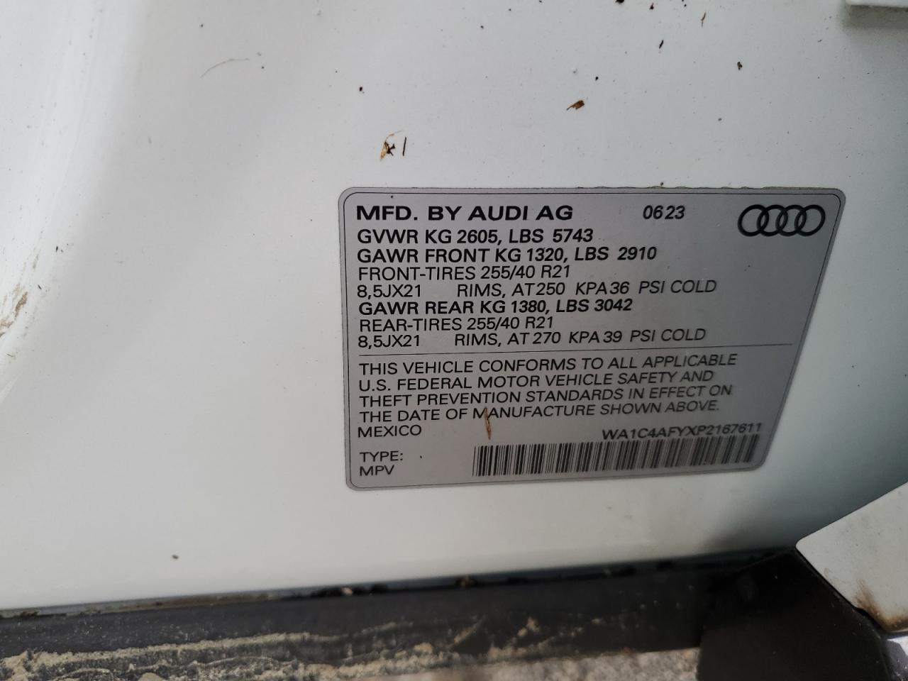 WA1C4AFYXP2167611 2023 Audi Sq5 Prestige