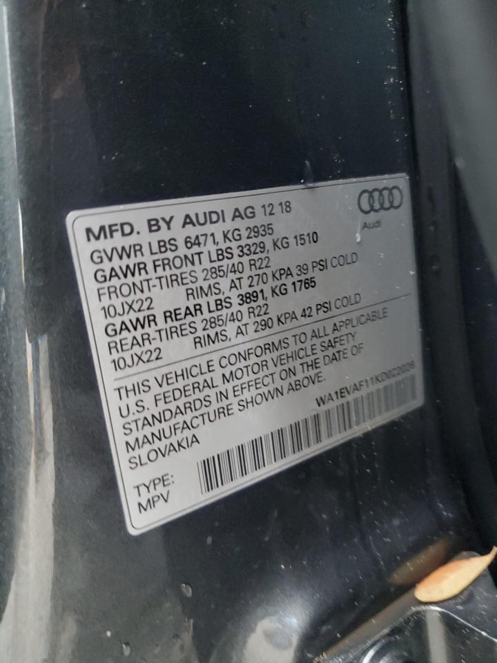 WA1EVAF11KD022026 2019 Audi Q8 Premium Plus S-Line