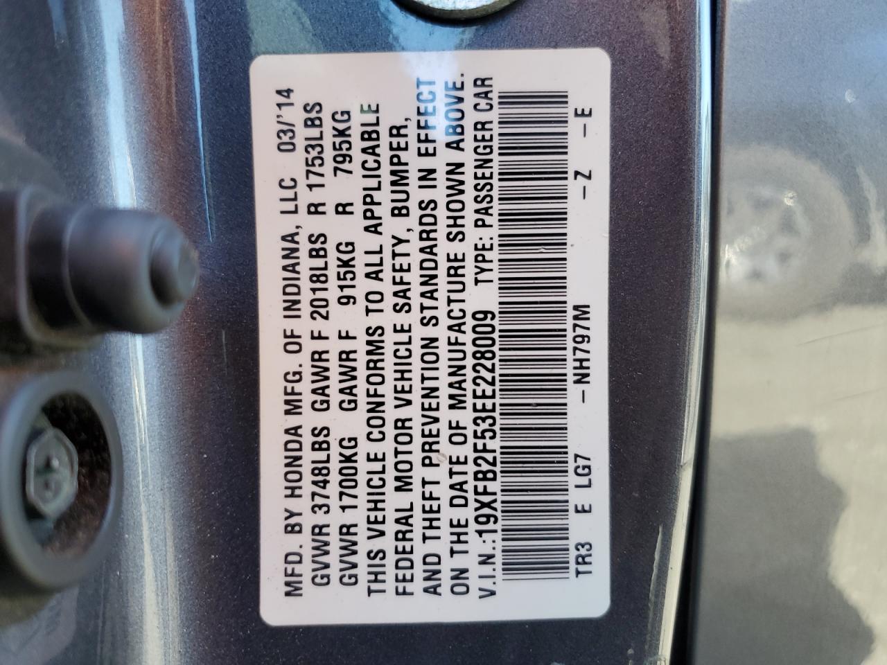 19XFB2F53EE228009 2014 Honda Civic Lx