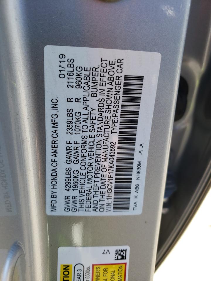 1HGCV1F17KA043592 2019 HONDA ACCORD - Image 12