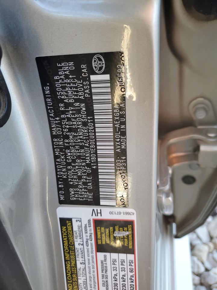 VIN 4T1BD1EB0EU026011 2014 TOYOTA AVALON no.12