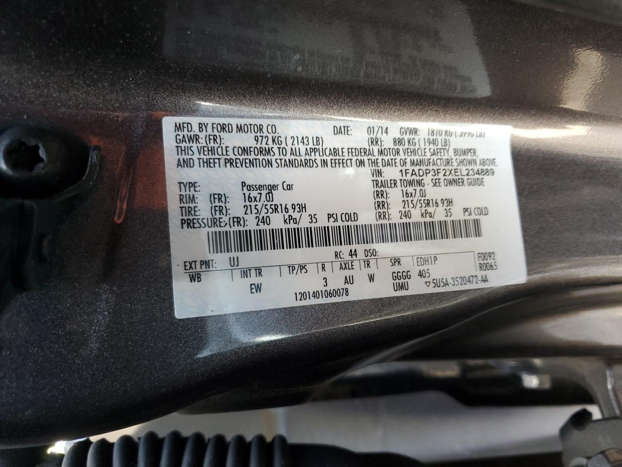 1FADP3F2XEL234889 2014 Ford Focus Se