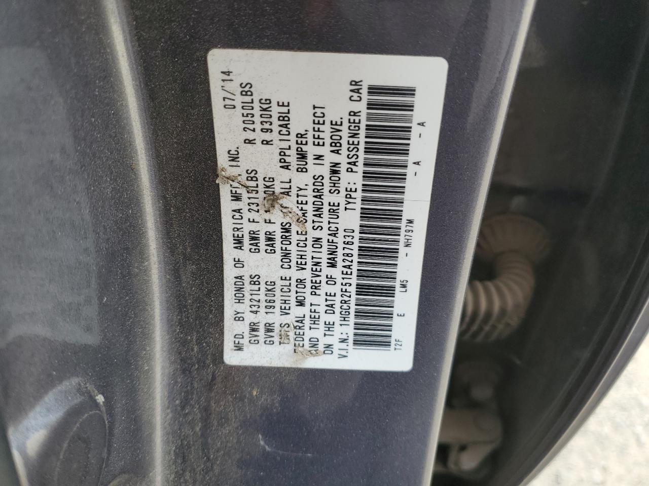 1HGCR2F51EA287630 2014 Honda Accord Sport