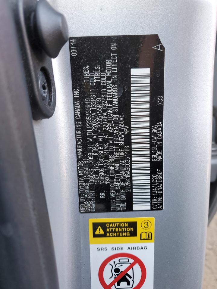 2014 Lexus Rx 350 Base VIN: 2T2BK1BA5EC251166 Lot: 77180954