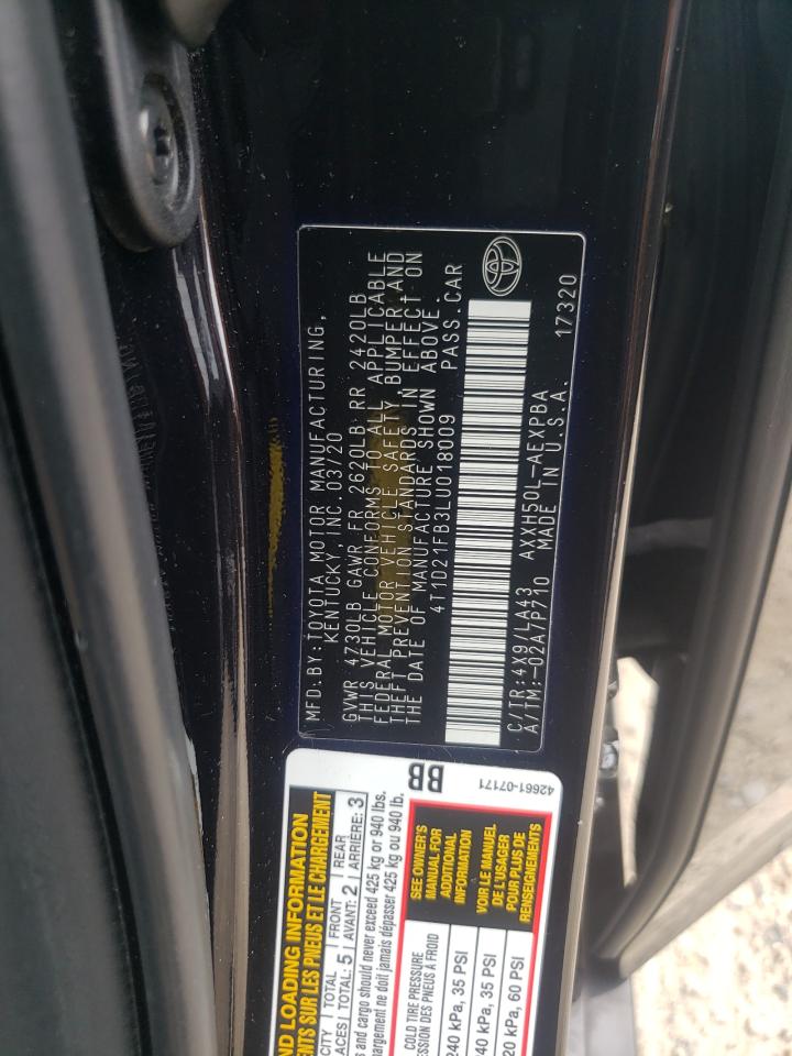 4T1D21FB3LU018009 2020 TOYOTA AVALON - Image 12