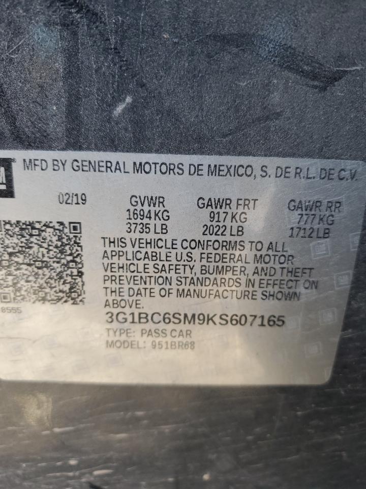 VIN 3G1BC6SM9KS607165 2019 CHEVROLET CRUZE no.12