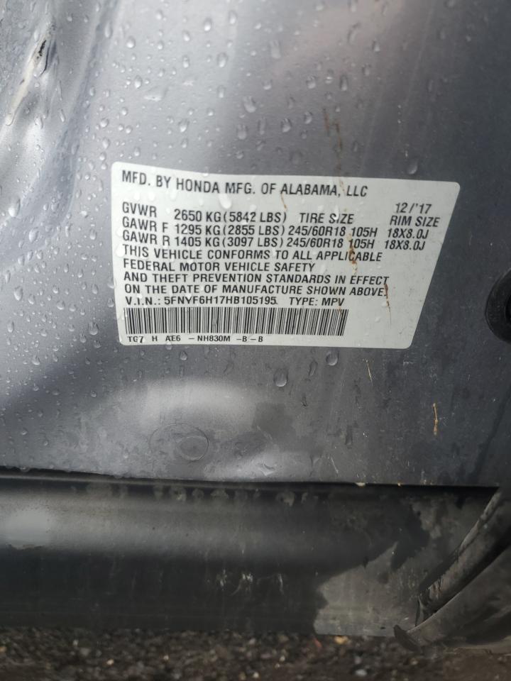 5FNYF6H17HB105195 2017 HONDA PILOT - Image 12