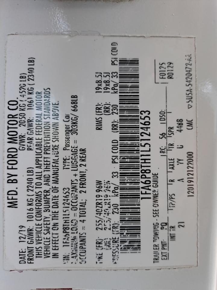 1FA6P8TH1L5124653 - 2020 Ford Mustang - #77294774