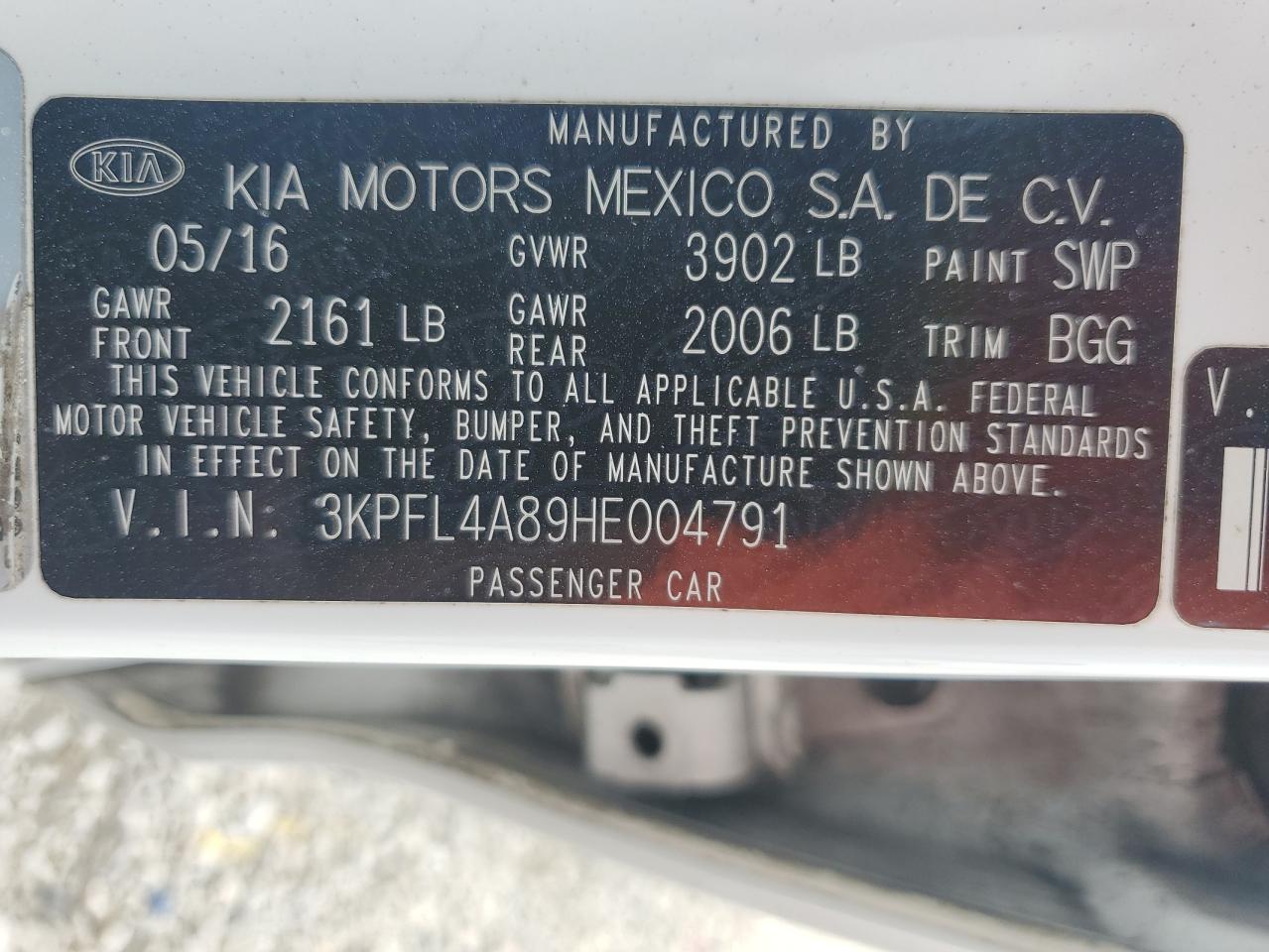 3KPFL4A89HE004791 2017 Kia Forte Ex