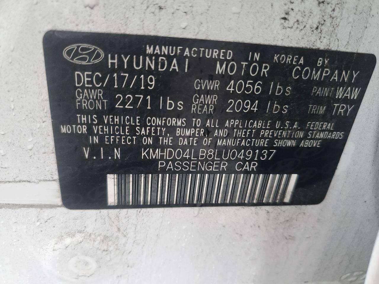 KMHD04LB8LU049137 2020 Hyundai Elantra Sport