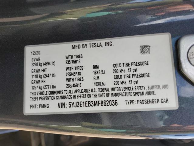 5YJ3E1EB3MF862036 Tesla Model 3  12