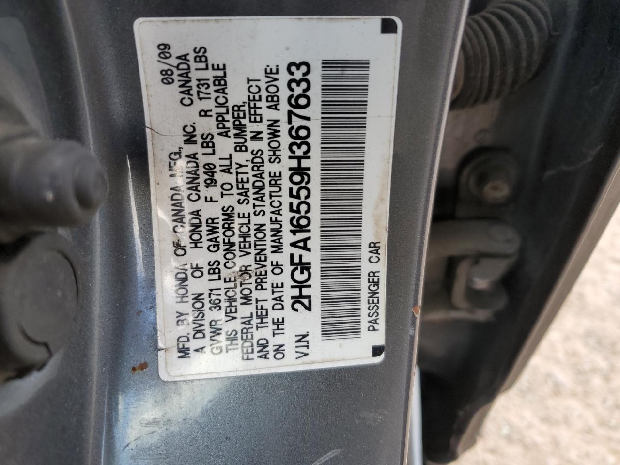 2HGFA16559H367633 2009 Honda Civic Lx