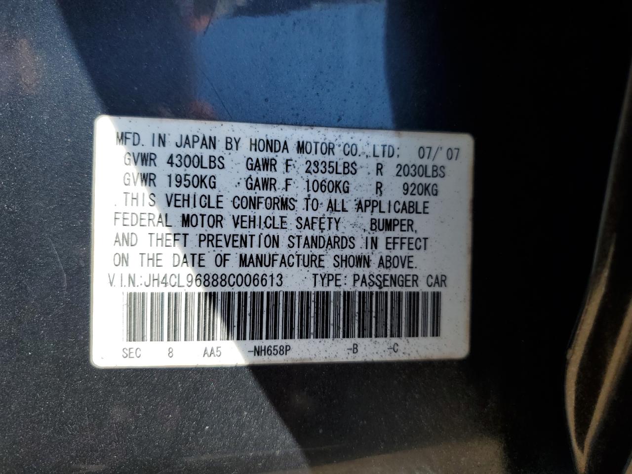 JH4CL96888C006613 2008 Acura Tsx