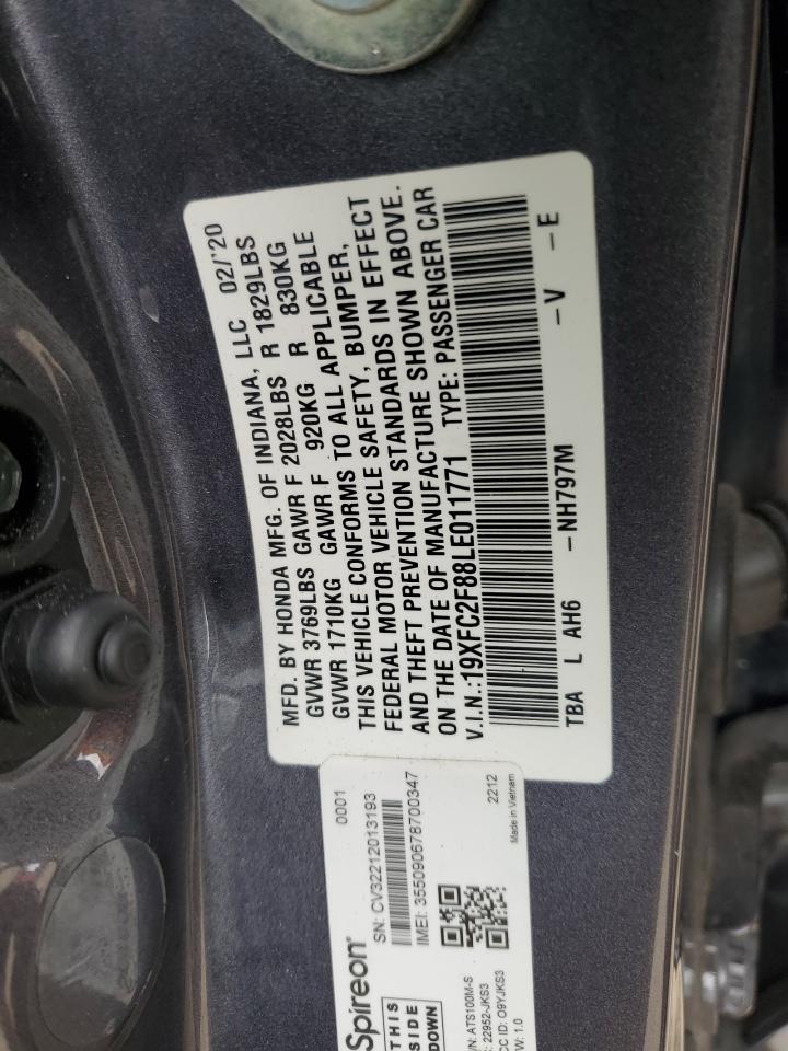 19XFC2F88LE011771 2020 Honda Civic Sport