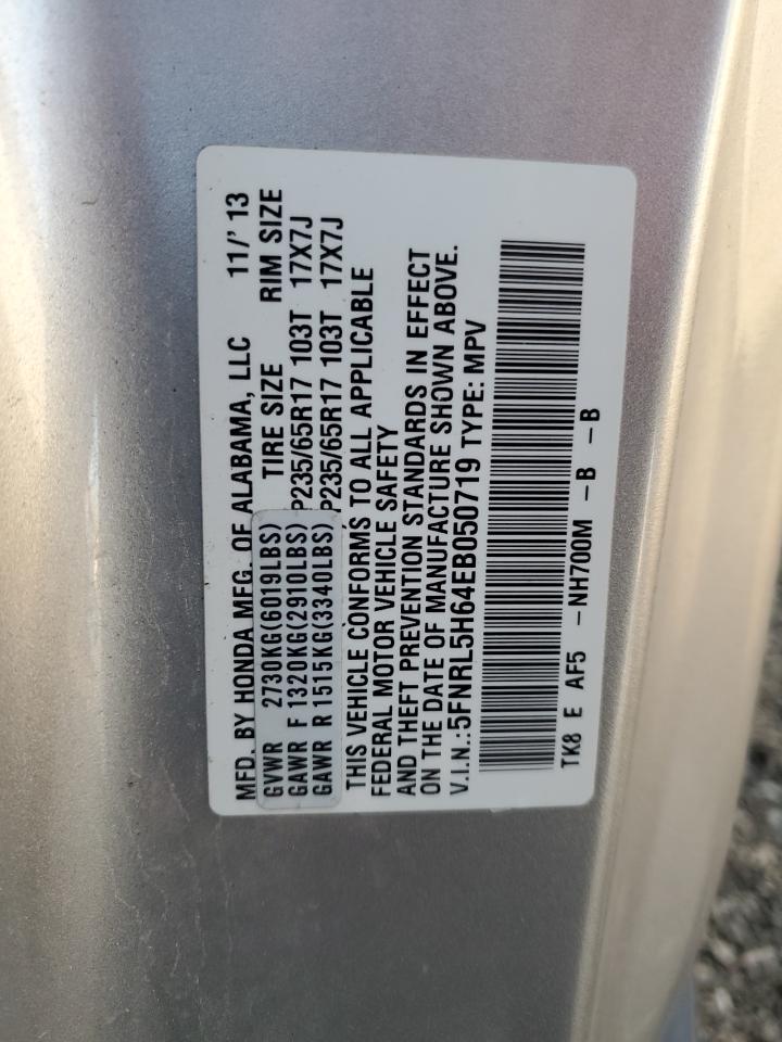 5FNRL5H64EB050719 2014 Honda Odyssey Exl