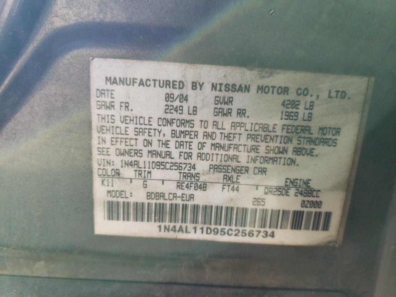 1N4AL11D95C256734 2005 Nissan Altima S