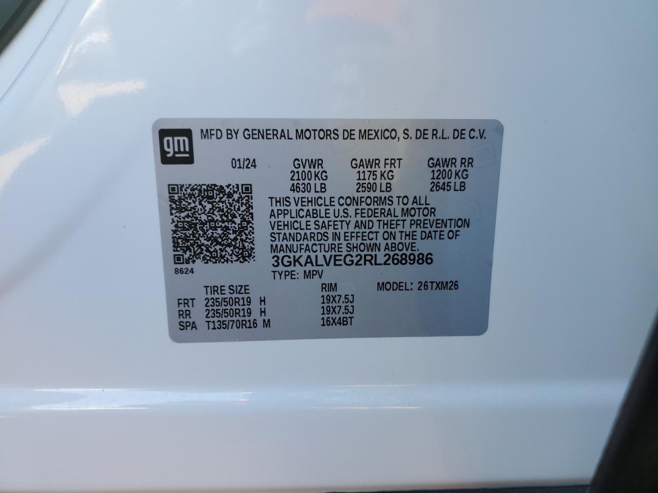 3GKALVEG2RL268986 2024 GMC Terrain Slt