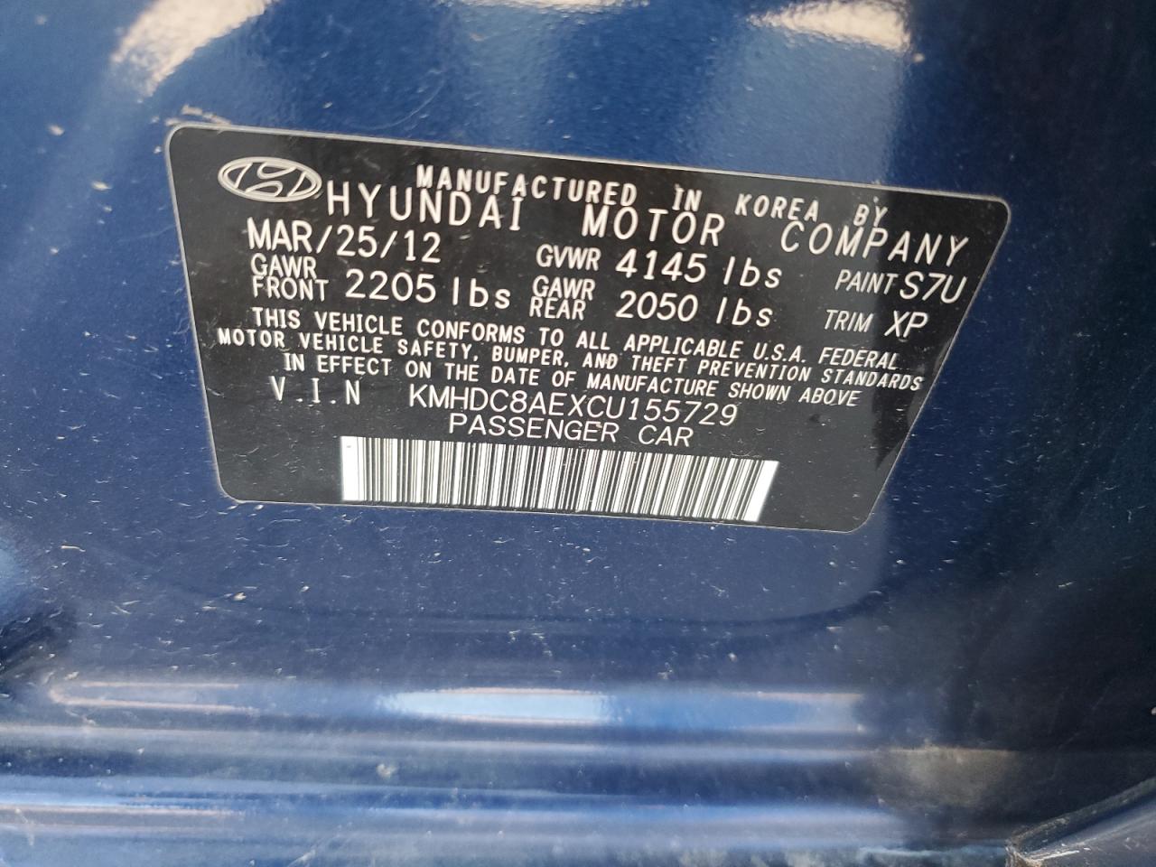 2012 Hyundai Elantra Touring Gls VIN: KMHDC8AEXCU155729 Lot: 74470694