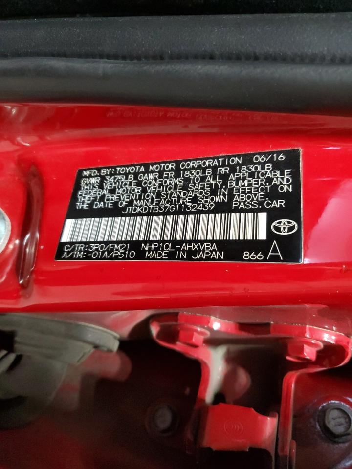 2016 Toyota Prius C VIN: JTDKDTB37G1132439 Lot: 77079134