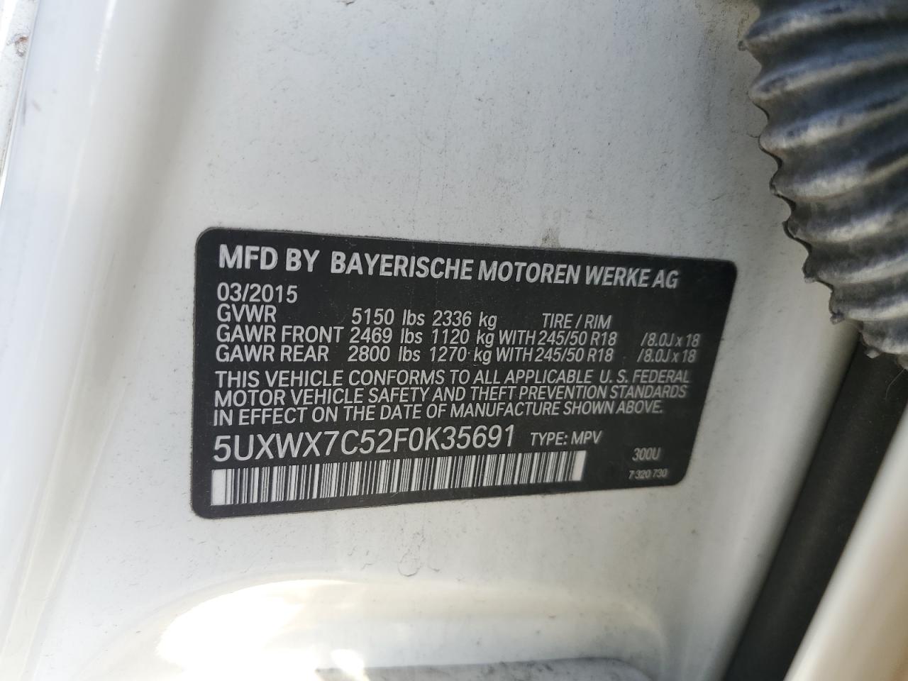 5UXWX7C52F0K35691 2015 BMW X3 xDrive35I