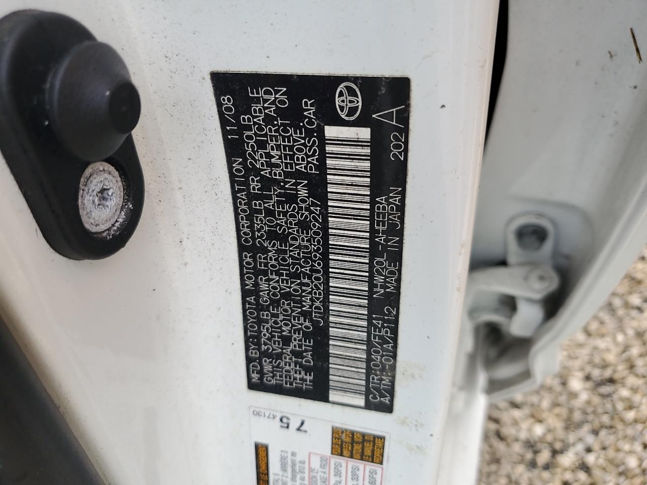 JTDKB20U693509247 2009 Toyota Prius