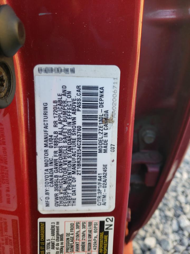 2004 Toyota Corolla Ce VIN: 2T1BR32E54C283760 Lot: 75311494