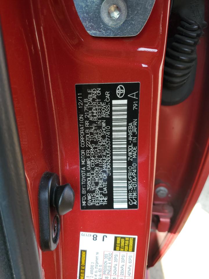 JTDKN3DU5C5377410 2012 Toyota Prius