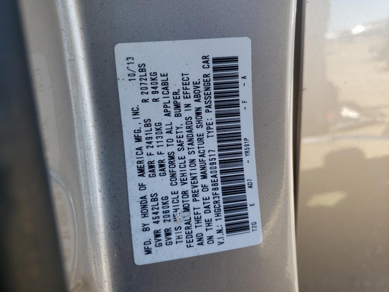 1HGCR3F88EA009517 2014 Honda Accord Exl