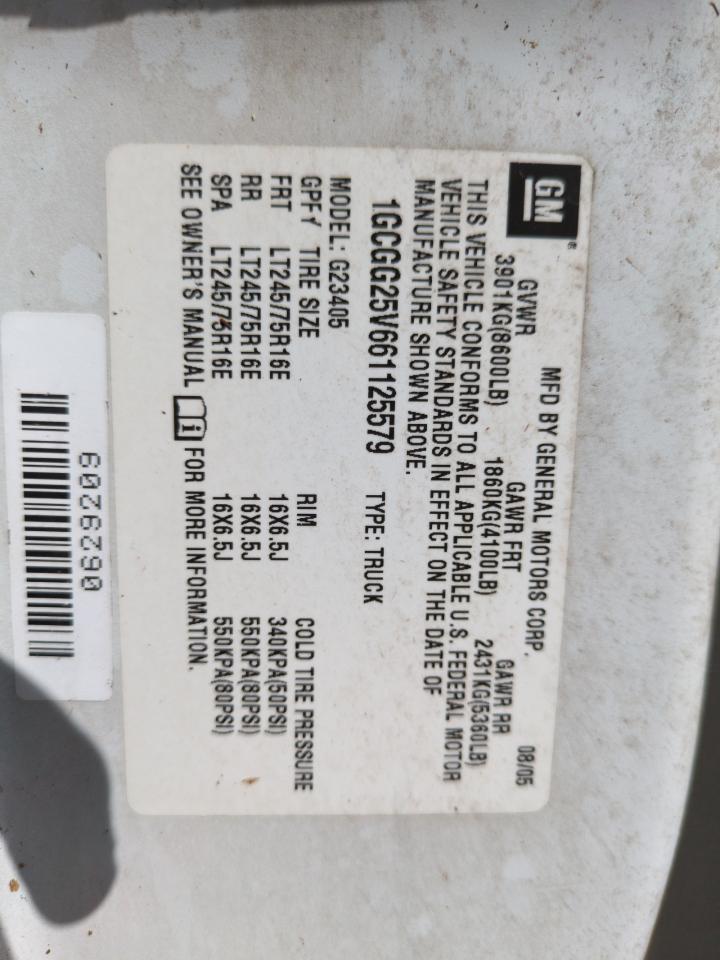 1GCGG25V661125579 2006 Chevrolet Express G2500