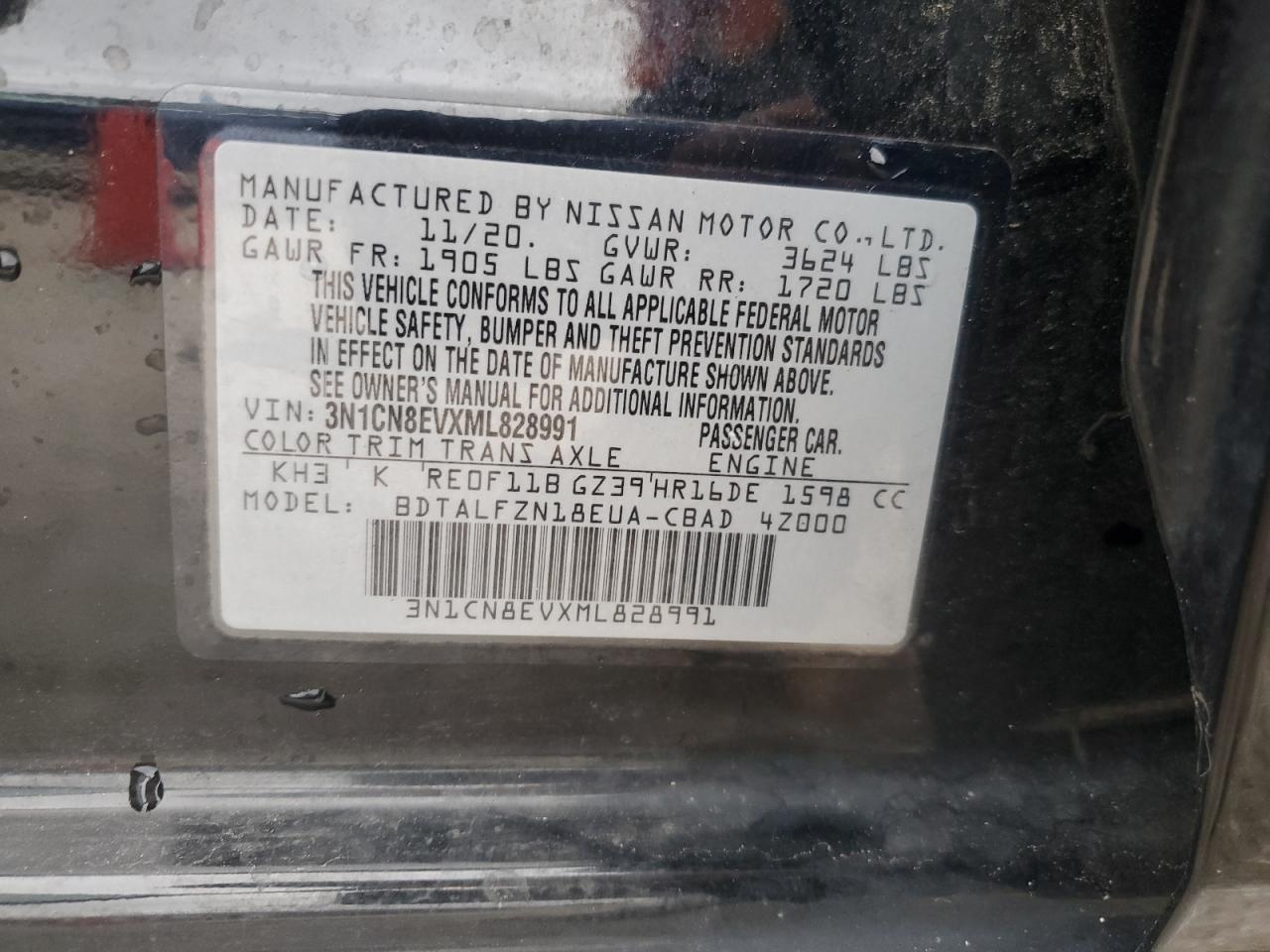 3N1CN8EVXML828991 2021 Nissan Versa Sv